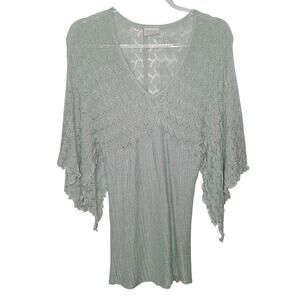Spenko Pastel Green Knitted Stretchy Top Womens LG Beachy Swim Cover Vacation